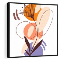 Obraz w ramie 50x50 - Kwiatowa Impresja - abstrakcyjna sztuka, plamy - rama czarna