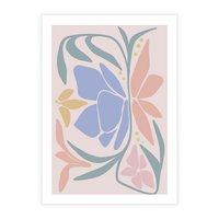 Plakat bez ramy 30x40 - Pastele Kwiatowych Plam - pastelowe kwiaty, na beżowym tle