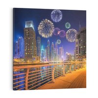 Obraz na płótnie 70x70 - Fajerwerki Nowego Roku - nowy rok, fajerwerki