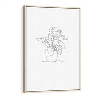 Obraz w ramie 70x100 - Rozkwitające Formy - szkic, minimalizm - rama drewno