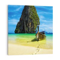 Obraz na płótnie 60x60 - Łódź nad Morzem - łodź, morze