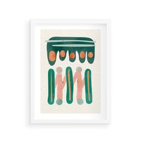 Plakat w ramie 40x50 - Zaklęte Wzory Natury - przypadkowe abstrakcyjne wzory, pomarańczowy i zielony - rama biała