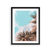 Plakat w ramie 40x50 - Wakacyjny Raj - palmy, wysokie budynki - rama czarna