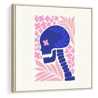 Obraz w ramie 80x80 - Żart z Czaszką - abstrakcja, sztuka nowoczesna - rama drewno