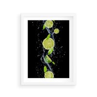 Plakat w ramie 40x50 - Świeżość Cytrusów - limonki, cytryny - rama biała