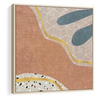 Obraz w ramie 80x80 - Tańczący w deszczu pigmentów - abstrakcyjne formy, rozlane farby - rama drewno