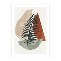 Plakat bez ramy 50x70 - Czarna Palma w Brązowej Abstrakcji - grafika, akwarela