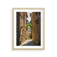 Plakat w ramie 30x40 - Włoska uliczka w perspektywie - Włochy, uliczka - rama drewno