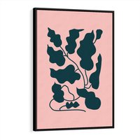 Obraz w ramie 70x100 - Kształty Nieznanego Świata - abstrakcyjne liście, boho styl - rama czarna