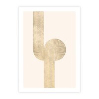 Plakat bez ramy 50x70 - Podróżne Kształty - geometryczne linie w złotym kolorze, minimalizm