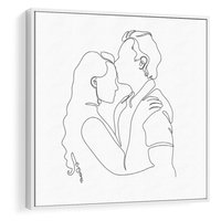 Obraz w ramie 80x80 - Wewnętrzne Emocje - para zakochanych, kobieta i mężczyzna - rama biała