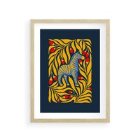 Plakat w ramie 40x50 - Wibracje Wyobraźni - zebra, granatowe tłó - rama drewno