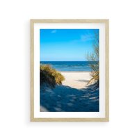 Plakat w ramie 30x40 - Spokój nad brzegiem morza - plaża, morze - rama drewno