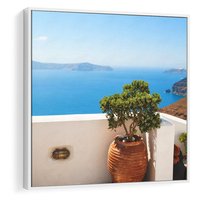 Obraz w ramie 50x50 - Santorini - oaza greckiej wyspy - Santorini, grecka - rama biała