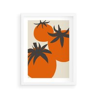 Plakat w ramie 40x50 - Jadalne Kształty - nowoczesny plakat do kuchni, pomidory - rama biała