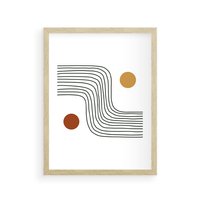 Plakat w ramie 50x70 - Kontury Harmonii - nieregularne linie, koła - rama drewno