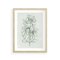 Plakat w ramie 50x70 - Spokojne Poddanie Naturze - zielony plakat, roślinne inspiracje - rama drewno