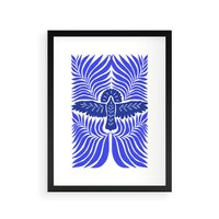 Plakat w ramie 30x40 - Etniczne Rekwizyty - etniczne roślinne wzory, granat - rama czarna