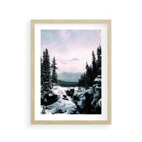 Plakat w ramie 30x40 - Zimowe Góry - zimowy krajobraz, góry - rama drewno