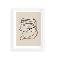 Plakat w ramie 50x70 - Bezczasowe Kontury - abstrakcyjne linie, zaplątane - rama biała