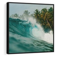 Obraz w ramie 50x50 - Rajskie Wybrzeże - fotografia, duża fala - rama czarna