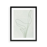 Plakat w ramie 50x70 - Zielona Równowaga Linii - abstrakcyjne delikatne zielone linie, nowoczesny plakat - rama czarna