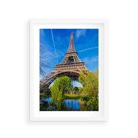 Plakat w ramie 40x50 - Wieża Eiffla w Paryżu - Eiffla, Paryż - rama biała