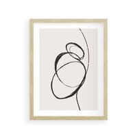 Plakat w ramie 40x50 - Modernistyczne Refleksje - abstrakcyjne szkicowane linie, minimalizm - rama drewno