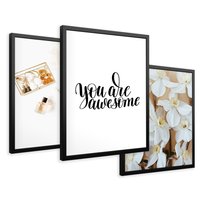 Zestaw obrazy w ramie 30x40 galeria - Motywacyjny, napis, typografia, kobieca - rama czarna