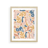 Plakat w ramie 50x70 - Symfonia Radosnych Barw - abstrakcyjne pastelowe formy, nowoczesna grafika w stylu boho - rama drewno