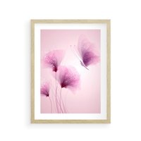 Plakat w ramie 50x70 - Akwarelowe Kwiaty w Pastelach - kwiaty, akwarelowe - rama drewno