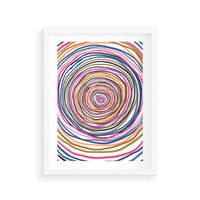 Plakat w ramie 30x40 - Cyrkulująca Harmonia - kolorowe etniczne wzory, tęczowe żywe kolory - rama biała