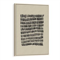 Obraz w ramie 80x120 - Energetyczne Pulsacje Nowości - boho plakat, czarne kropki kreski - rama drewno