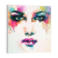 Obraz na płótnie 30x30 - Eteryczna Głębia Dusz - portret twarz kobiety, wyraziste oczy