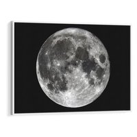 Obraz w ramie 100x70 - Księżycowa Aura - zdjęcie, ogromny księżyc na czarnym tle - rama biała