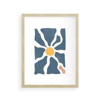 Plakat w ramie 40x50 - Kwiatowy Rezonans - nowoczesna kwiatowa grafika, styl retro - rama drewno