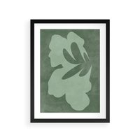 Plakat w ramie 50x70 - Kształty Zieleni - abstrakcyjny kształt, zielony plakat - rama czarna