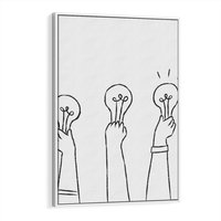 Obraz w ramie 50x70 - Idea w Rękach - szkic, grafika - rama biała