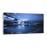 Obraz na płótnie 140x70 - Nocne miasto most - noc, miasto