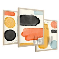 Zestaw obrazy w ramie 50x70 galeria - Abstrakcja, plamy, akwarela - rama drewno