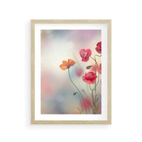 Plakat w ramie 40x50 - Urok natury - kwiaty, akwarela - rama drewno