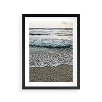 Plakat w ramie 50x70 - Spokojna Plaża - plaża, żwirek - rama czarna