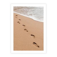 Plakat bez ramy 30x40 - Ślady Stóp na Plaży: Spacer nad Morzem - plaża, ślady stóp na piasku