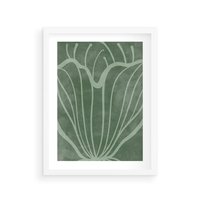Plakat w ramie 40x50 - Zieleń Kształtująca Spokój - zielony plakat, roślinne inspiracje - rama biała