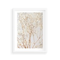 Plakat w ramie 30x40 - Minimalistyczna Delikatność - białe kwiaty, gipsówka - rama biała