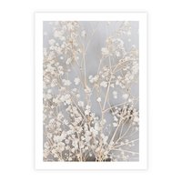 Plakat bez ramy 50x70 - Białe Drobne Kwiaty - gipsówka, białe drobne kwiatki