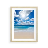 Plakat w ramie 50x70 - Wakacyjna plaża - plaża, wakacje - rama drewno