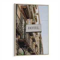 Obraz w ramie 80x120 - Magiczne Spacery - hotel, uliczka - rama drewno