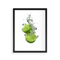 Plakat w ramie 50x70 - Kuchenne limonki na stole - limonki, kuchnia - rama czarna