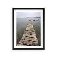 Plakat w ramie 50x70 - Jeziorne Refleksje - pomost, jezioro - rama czarna